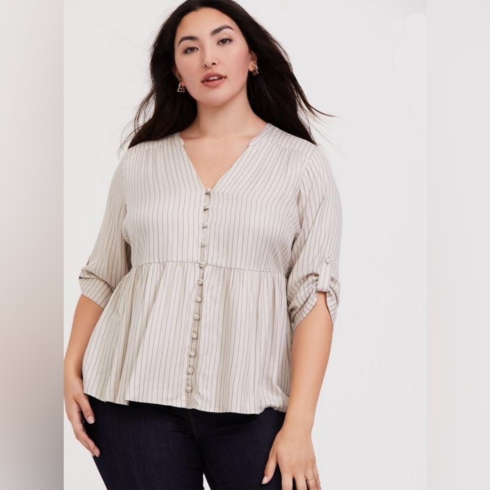 Torrid Plus Size Rayon Twill Button Front Top